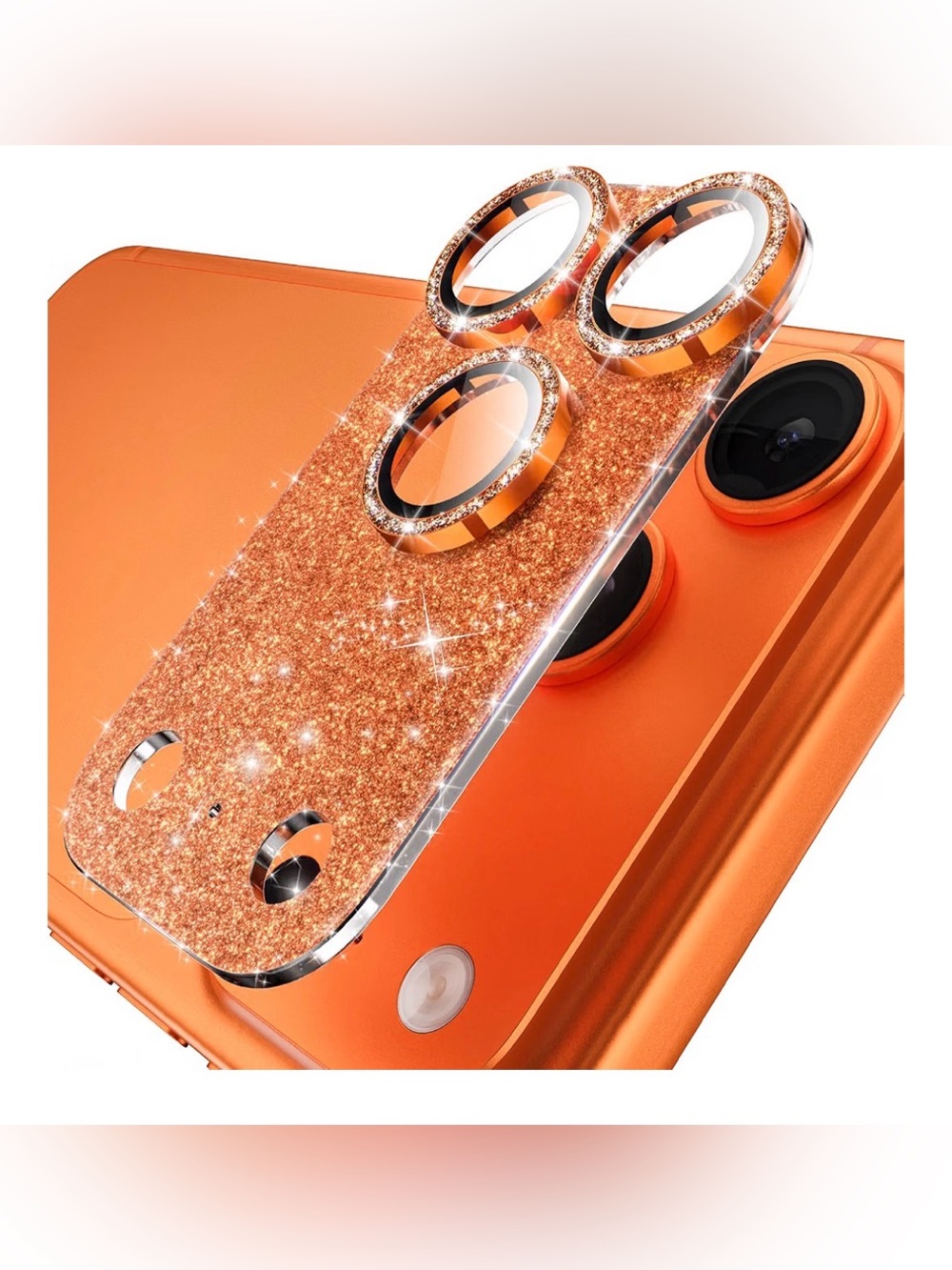 Glitter Camera Lens Protector for iPhone 17 Pro - Orange